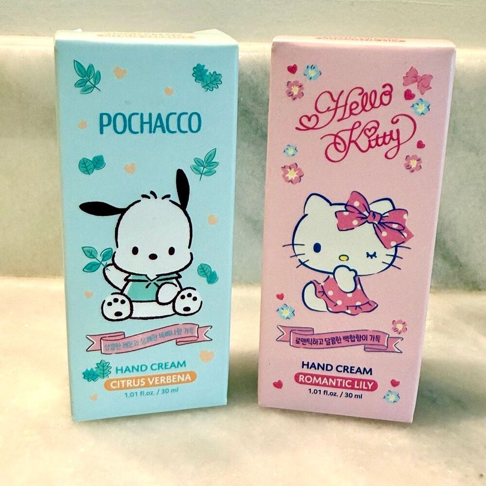 NWT Korean Sanrio Ponchacco Citrus Verbena Hello Kitty Romantic Lily Hand Cream